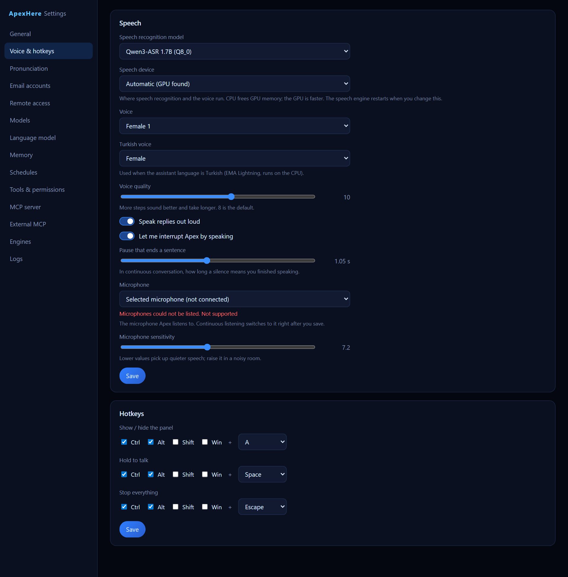 Voice & hotkeys